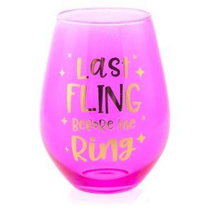 Jumbo Stemless Wine Glass, 30-Ounce, Last Fling Before the Ring Bachelorette NEW